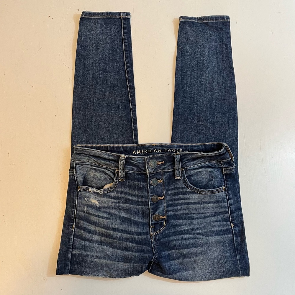 AEO Dark Wash Next Level Stretch High-Rise Jegging Skinny Jeans - 8 Short